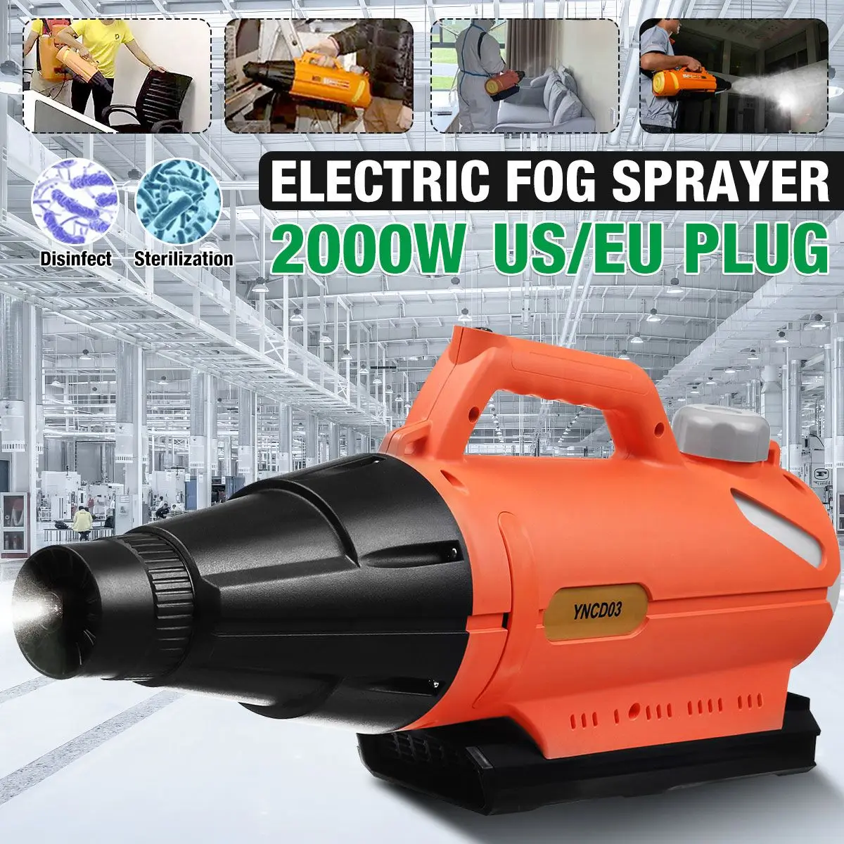 

2000W 220V Electric ULV Fogger 3L Portable Cold Mist Sprayer Machine Aerosol Generator Disinfection Machine Nozzle Fight Drugs