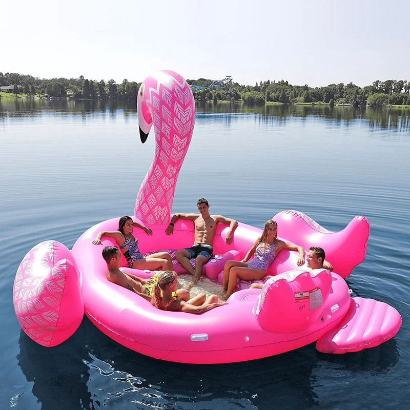 

6 Person Huge Inflatable Flamingo Pool Float 2019 New Arrival 530CM Giant Inflatable Swimming Pool Island Lounge Pool Party Toys