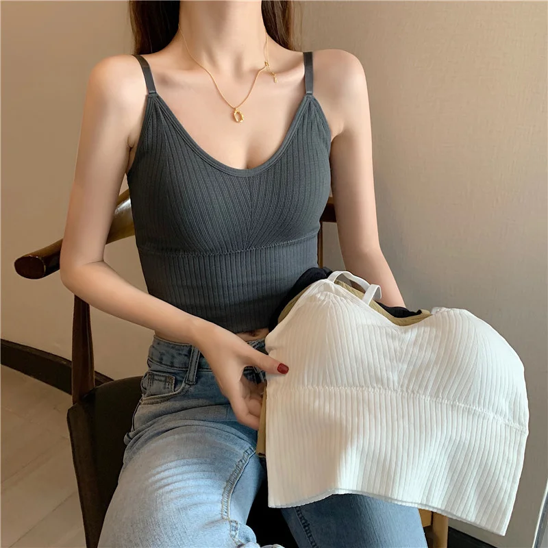 Slim Fit Inner Wear Base with Chest Pad Pit Striped Camisole Female Spring and Summer
Slim Fit Inner Wear Base with Chest Pad Pit Striped Camisole Female Spring and Summer