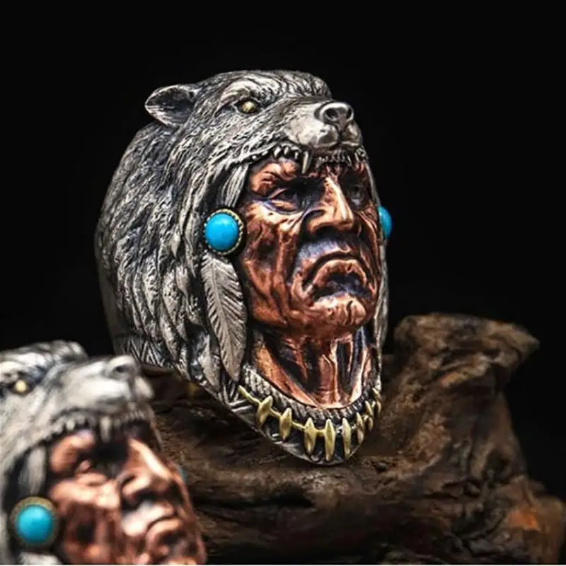 Retro Tribal Chief Wolf Head Totem Inlaid Zircon Ring Personality Men's Totem Geometric Pharaoh Chief Party Ring Jewelry
Retro Tribal Chief Wolf Head Totem Inlaid Zircon Ring Personality Men's Totem Geometric Pharaoh Chief Party Ring Jewelry