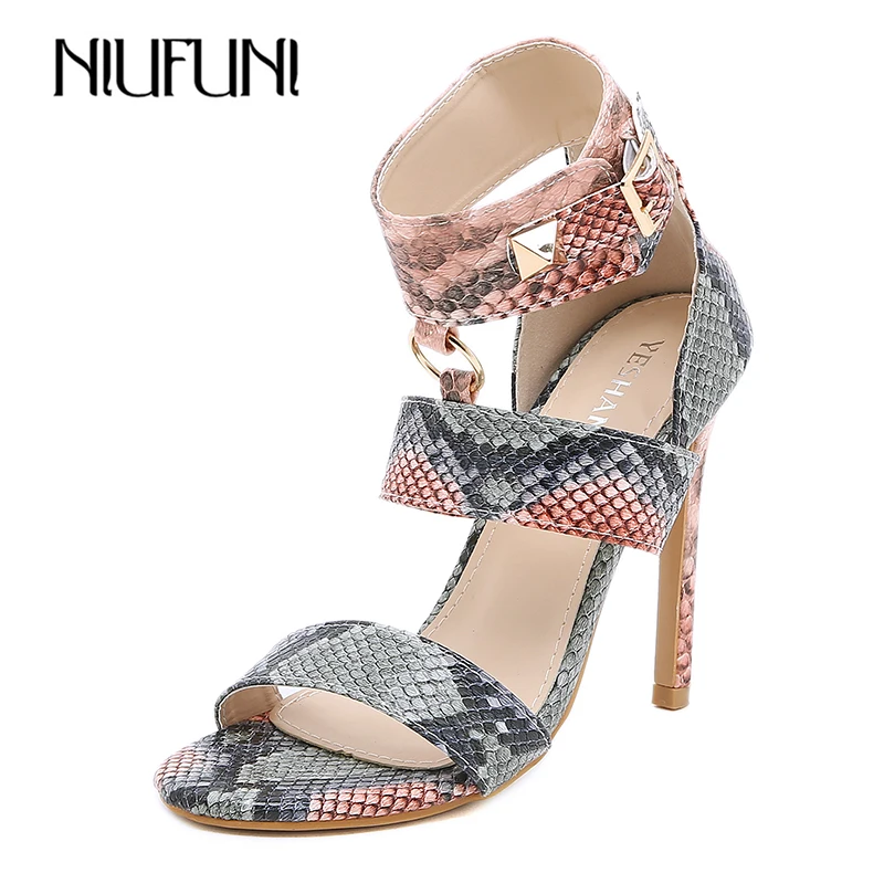

NIUFUNI Women's Shoes 2022 Spring New Sexy Buckle Bag With Fish Mouth Stiletto Sandals Size 35-41 Party Shopping Dating