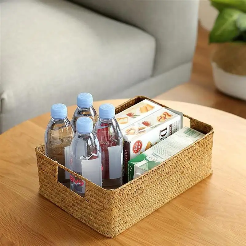 Handmade Seaweed Storage Basket Woven Storage Box with Handle for Home Kitchen Office
Handmade Seaweed Storage Basket Woven Storage Box with Handle for Home Kitchen Office