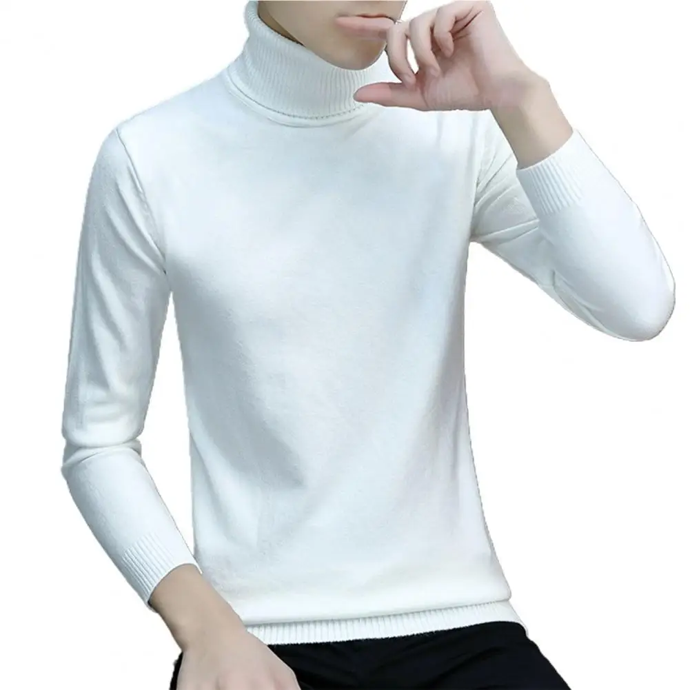 

Мужской Однотонный свитер с воротником-стойкой, теплый базовый свитер с длинными рукавами для повседневной носки, новинка 2021