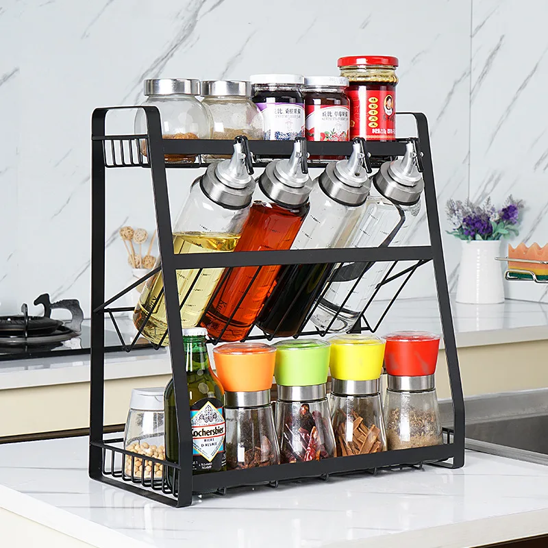 Creative Seasoning Rack Kitchen Storage Rack Black Three-layer Sauce Bottles and Cans Seasoning Rack
Creative Seasoning Rack Kitchen Storage Rack Black Three-layer Sauce Bottles and Cans Seasoning Rack