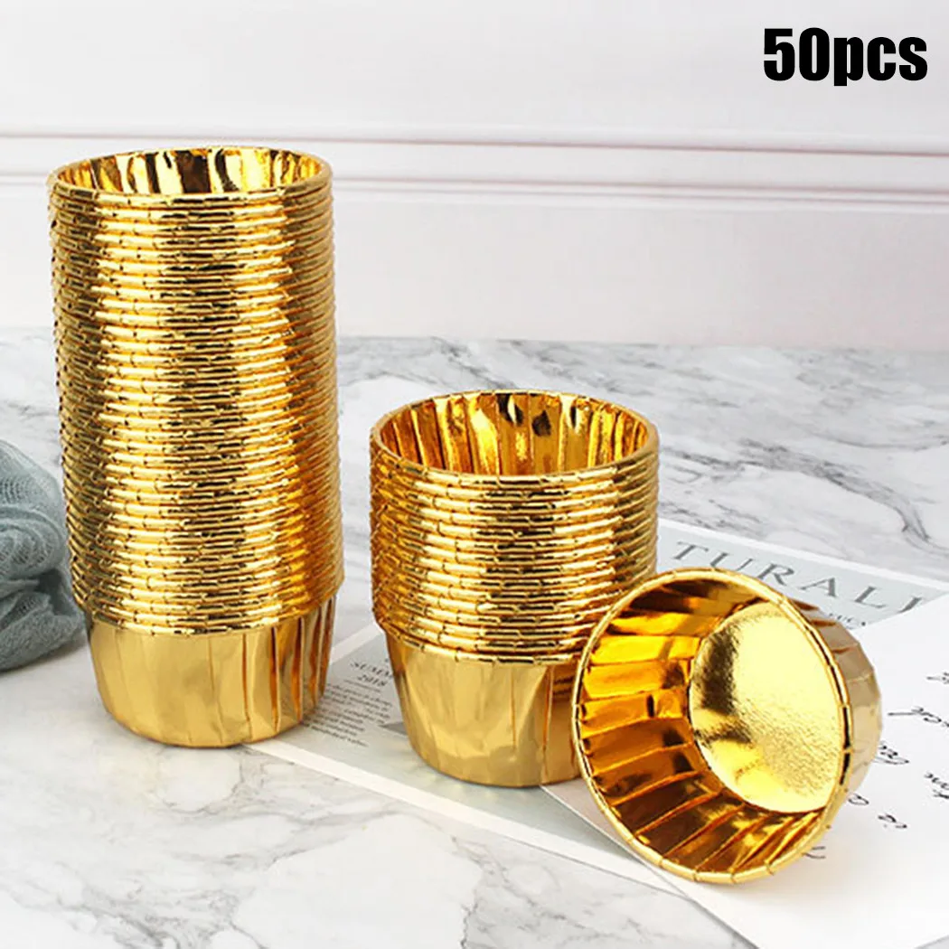 50 Pcs Muffin Cupcake Baking Cases Foil Metallic Muffin Wrappers For Wedding Pastry Tools Party Supplies
50 Pcs Muffin Cupcake Baking Cases Foil Metallic Muffin Wrappers For Wedding Pastry Tools Party Supplies