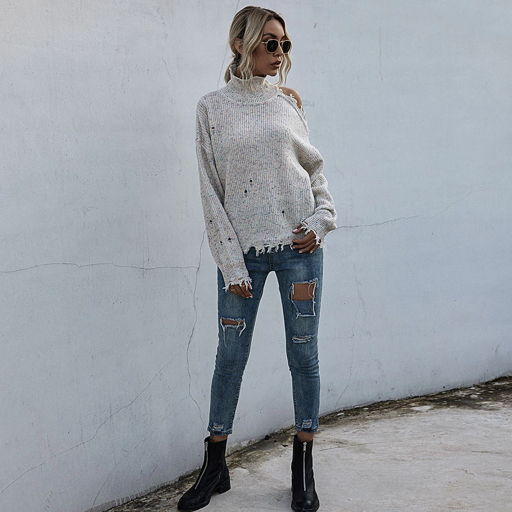 Sexy Woman Sweaters Hollow Out Long Sleeve Tops Women Knitted Turtleneck Sweaters Tassel Ripped Sweater Autumn Winter
Sexy Woman Sweaters Hollow Out Long Sleeve Tops Women Knitted Turtleneck Sweaters Tassel Ripped Sweater Autumn Winter