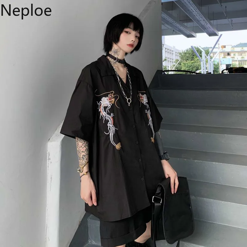 Блузка Neploe в стиле Харадзюку черная блузка панк/готика топы 2021 женские корейские