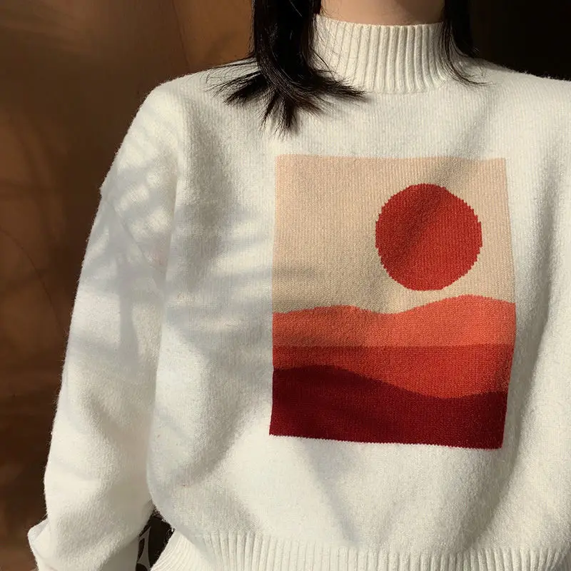 Harajuku Loose Soft Winter Design Women Pullover Sweaters Long Sleeve Cartoon Sun Color Block High-quality Knitwear Tops X25
Harajuku Loose Soft Winter Design Women Pullover Sweaters Long Sleeve Cartoon Sun Color Block High-quality Knitwear Tops X25