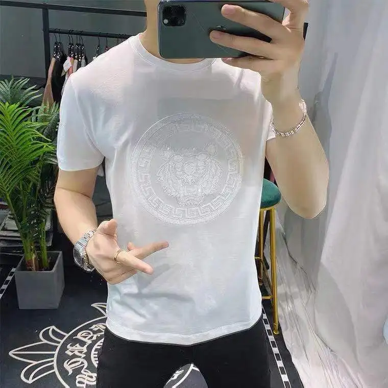 Summer New Short Sleeve Casual Round Neck Personalized Slim Fit Hot Drill Breathable Thin Pure Cotton T-shirt Men
Summer New Short Sleeve Casual Round Neck Personalized Slim Fit Hot Drill Breathable Thin Pure Cotton T-shirt Men