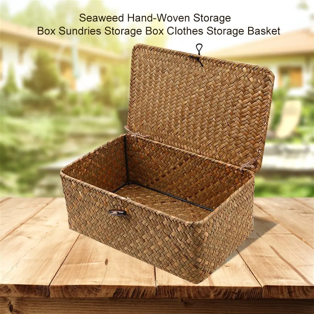 Seaweed Hand-Woven Storage Box Storage Box Desktop Sundries Storage Box Clothes Storage Basket Finishing Basket With Lid
Seaweed Hand-Woven Storage Box Storage Box Desktop Sundries Storage Box Clothes Storage Basket Finishing Basket With Lid