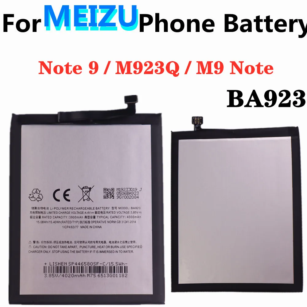 Аккумулятор BA923 для телефона Meizu Note 9 / M923Q / M9 Note, батарея 4000 мАч, сменные батареи большой емкости
Аккумулятор BA923 для телефона Meizu Note 9 / M923Q / M9 Note, батарея 4000 мАч, сменные батареи большой емкости