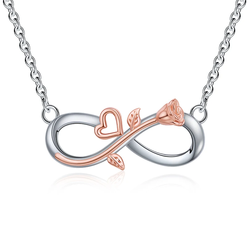 925 Sterling Silver Rose Flower Infinity Love Pendant Rose Gold Heart Necklace Fashion Valentine Jewelry For Women Girlfriend
925 Sterling Silver Rose Flower Infinity Love Pendant Rose Gold Heart Necklace Fashion Valentine Jewelry For Women Girlfriend
