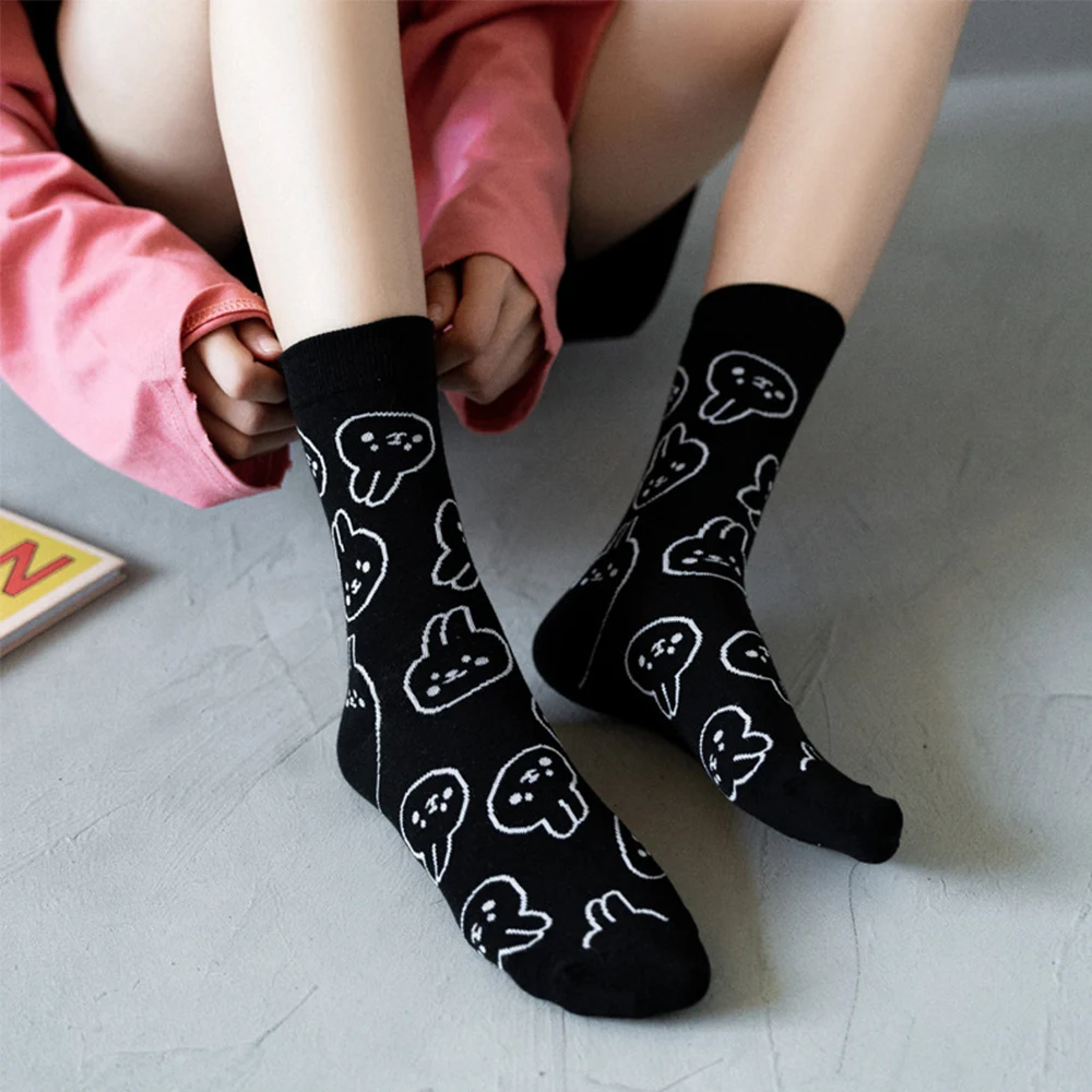 Funny Bunny Cotton Socks for Women Happy Cute Cartoon Pattern White Black Casual Crew Sock New Season Harajuku Style
Funny Bunny Cotton Socks for Women Happy Cute Cartoon Pattern White Black Casual Crew Sock New Season Harajuku Style