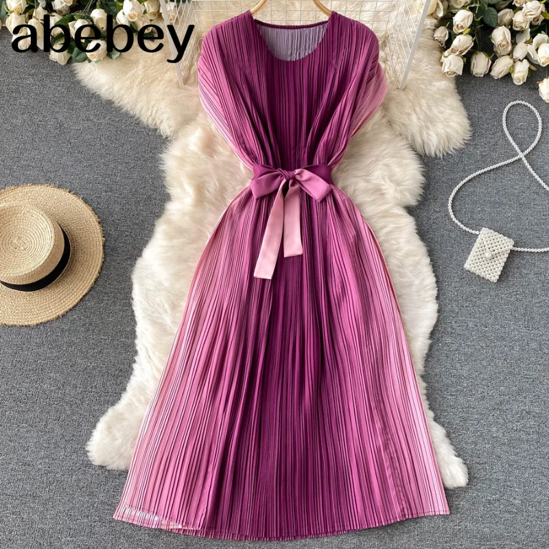 Design Gradient Dress Women Fashion Korean Belt A-line Midi Dresses Summer Chic Streetwear Pleated Dress 2022 New
Design Gradient Dress Women Fashion Korean Belt A-line Midi Dresses Summer Chic Streetwear Pleated Dress 2022 New