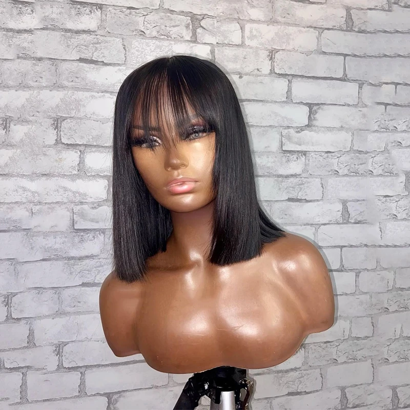 Short Bob With Bangs Full Machine Made Wigs Natural Color Machine Made Wigs For Women Human Hair
Short Bob With Bangs Full Machine Made Wigs Natural Color Machine Made Wigs For Women Human Hair