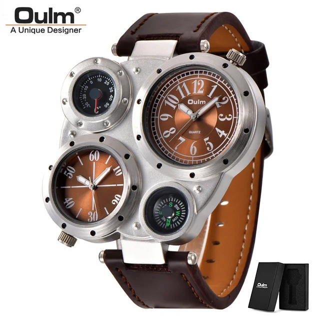 OULM 9415 Men's Watches Two Time Zone Sport Quartz Men Watch Compass Decoration Male Leather Wristwatch Dropshipping
OULM 9415 Men's Watches Two Time Zone Sport Quartz Men Watch Compass Decoration Male Leather Wristwatch Dropshipping