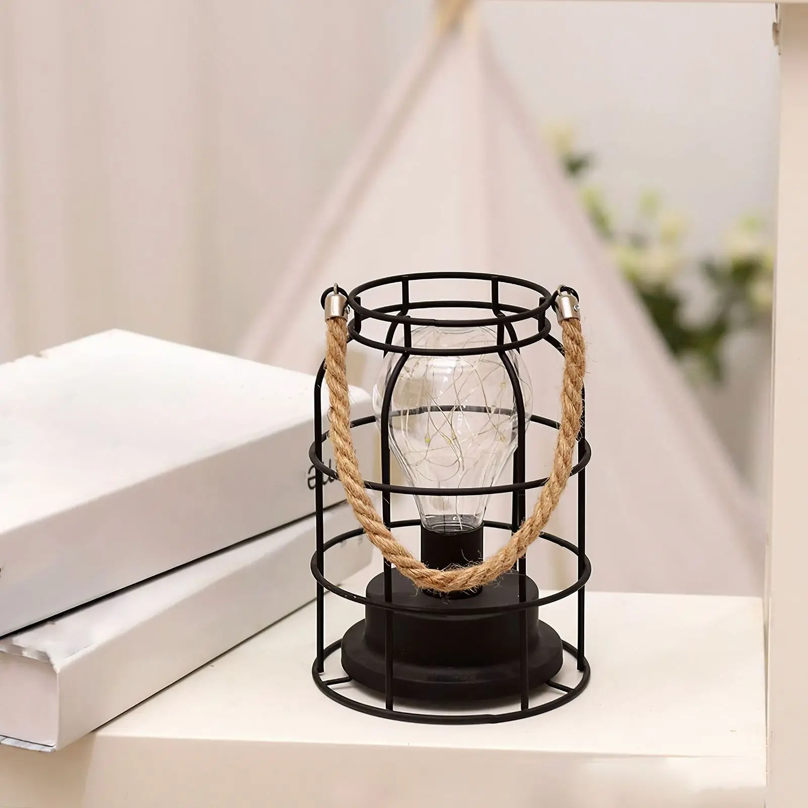 LED Battery Powered Hanging Metal Cage Lamp Iron Table Lamp with Hemp Rope for Bedroom Living Room Corridor
LED Battery Powered Hanging Metal Cage Lamp Iron Table Lamp with Hemp Rope for Bedroom Living Room Corridor