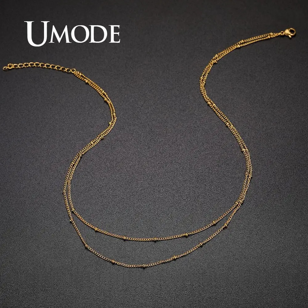 Модные многослойные ожерелья UMODE с маленьким шариком для женщин ожерелье из