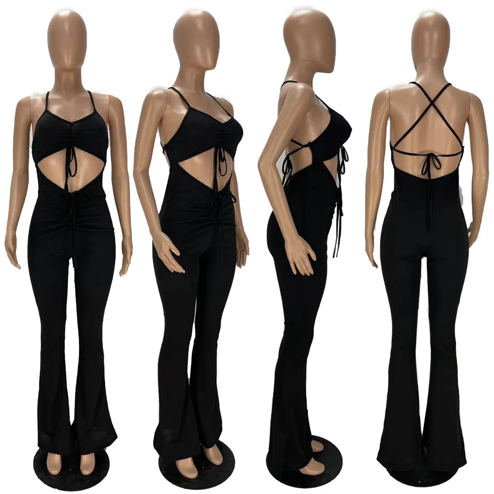 Ruched Drawstring Retro Rompers Womens Jumpsuit Spaghetti Strap Waist Band Cut Out Bodysuit Streetwear Backless Flare Overalls
Ruched Drawstring Retro Rompers Womens Jumpsuit Spaghetti Strap Waist Band Cut Out Bodysuit Streetwear Backless Flare Overalls