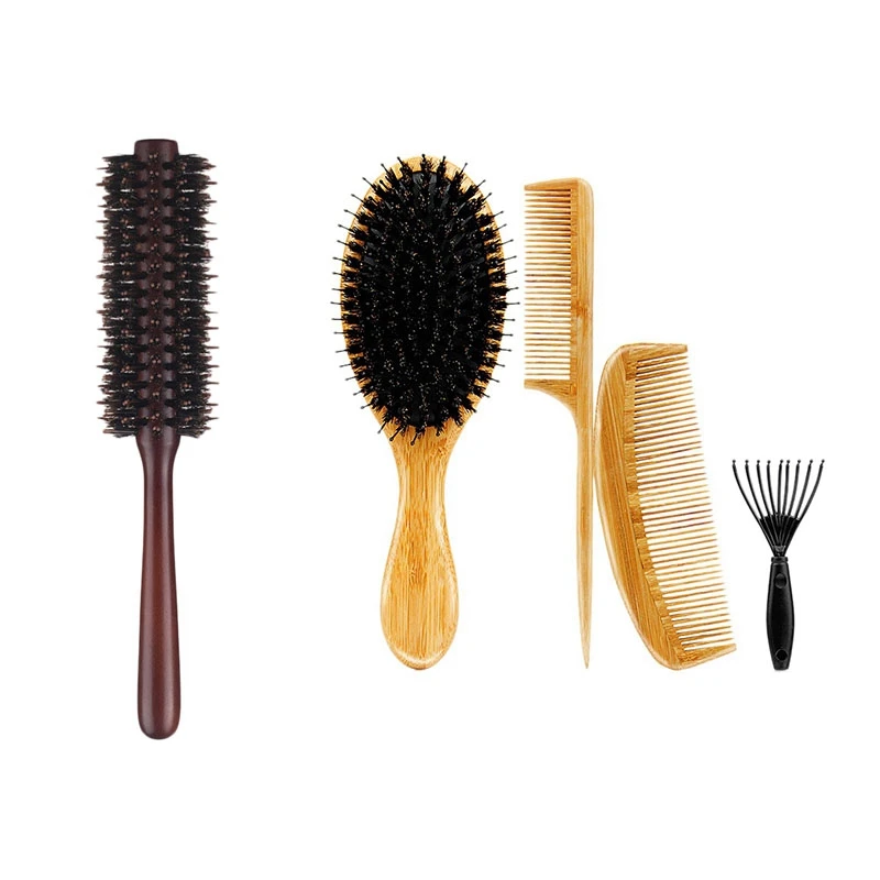 Natural Bristles Hair Brush Round Curling Combs With 4Pcs Massage Comb Hair Brush Natural Bamboo Handle
Natural Bristles Hair Brush Round Curling Combs With 4Pcs Massage Comb Hair Brush Natural Bamboo Handle