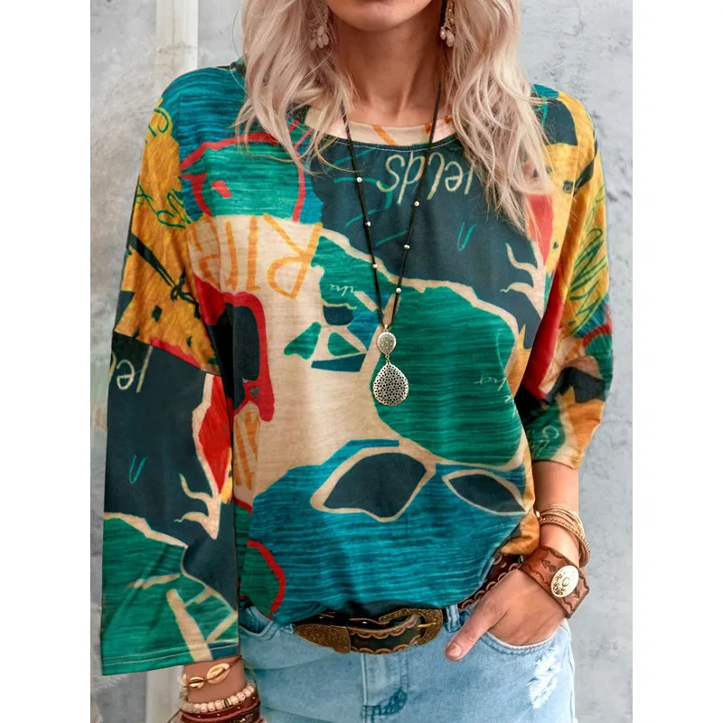 2021 Autumn Winter Women's Print Top Loose Long-sleeved Round Neck Sweater Women's Casual Plus Size Pullover All-match T-shirt
2021 Autumn Winter Women's Print Top Loose Long-sleeved Round Neck Sweater Women's Casual Plus Size Pullover All-match T-shirt