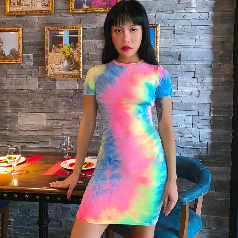 Tie Dye Print Short Sleeve 2020 Summer Autumn Women Fashion Party Streetwear Colorful Bodyon Mini T Shirt Dress
Tie Dye Print Short Sleeve 2020 Summer Autumn Women Fashion Party Streetwear Colorful Bodyon Mini T Shirt Dress