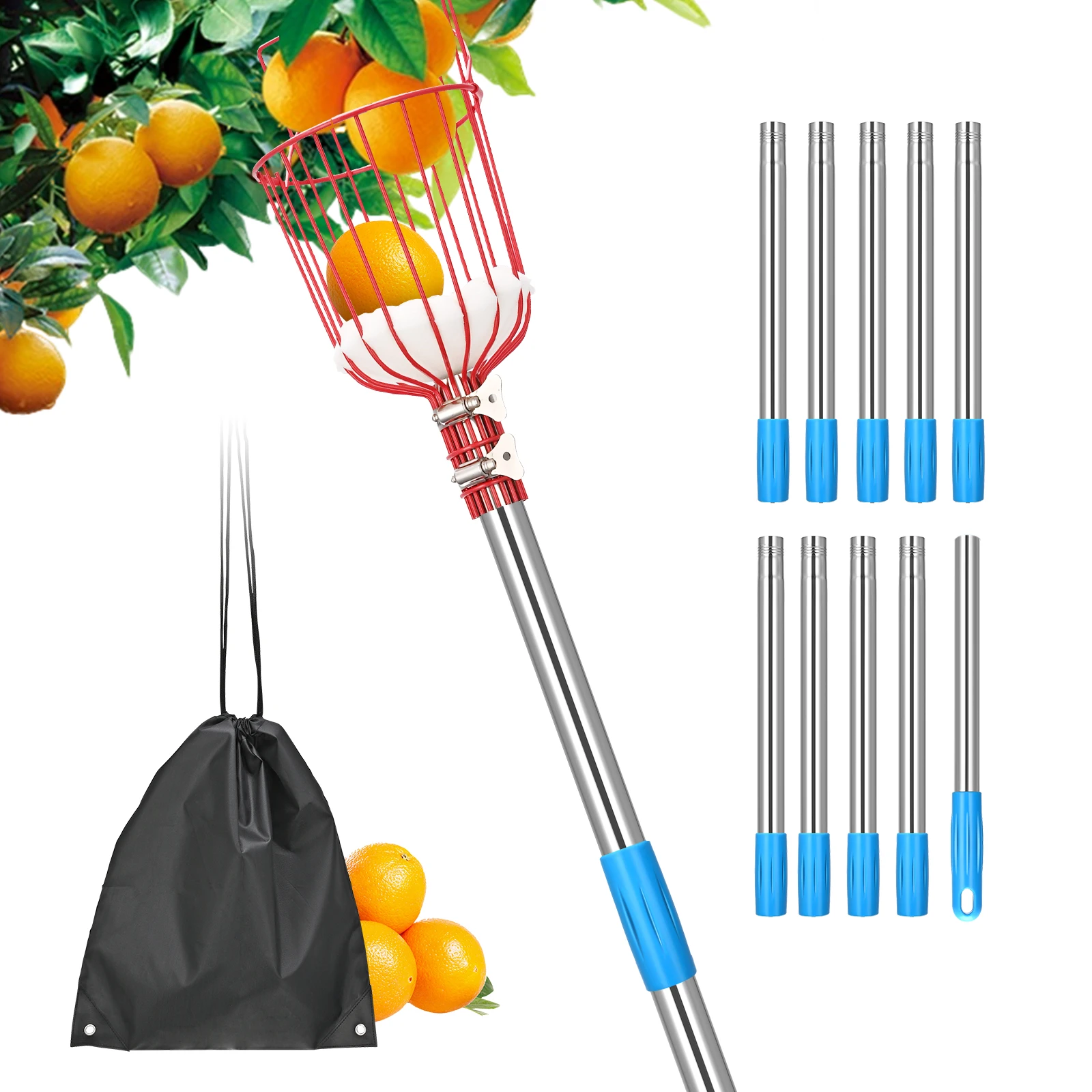 Fruit Picker 4M- Height Adjustable Deep Basket Convenient Harvesting Collector Catcher Apple Peach Picking Farm Garden Tools
Fruit Picker 4M- Height Adjustable Deep Basket Convenient Harvesting Collector Catcher Apple Peach Picking Farm Garden Tools