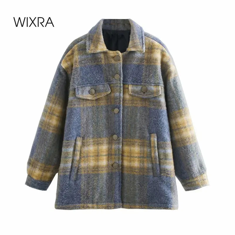 Wixra Yellow Blue Plaid Woolen Shirt Jacket Coat Ladies Loose Single Breasted Turn Down Collar Female Outerwear For Women
Wixra Yellow Blue Plaid Woolen Shirt Jacket Coat Ladies Loose Single Breasted Turn Down Collar Female Outerwear For Women