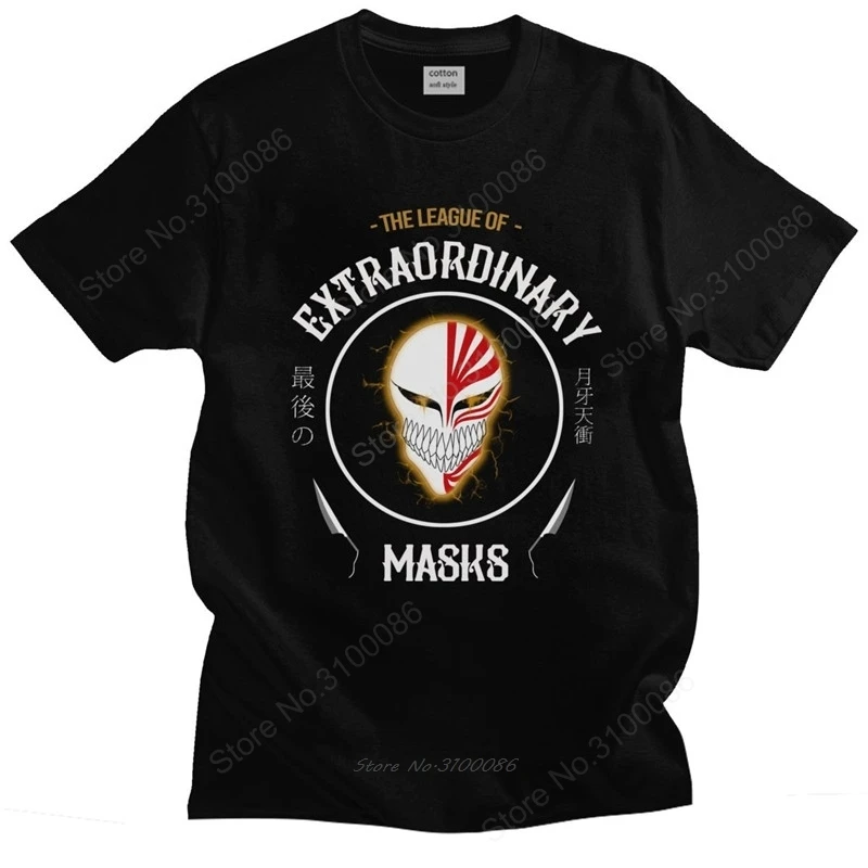 Trendy Bleach Mask T Shirt Men Short Sleeved Japan Manga Anime Ichigo Kurosaki Tee Tops Slim Fit 100% Cotton T-Shirt Gift Merch
Trendy Bleach Mask T Shirt Men Short Sleeved Japan Manga Anime Ichigo Kurosaki Tee Tops Slim Fit 100% Cotton T-Shirt Gift Merch