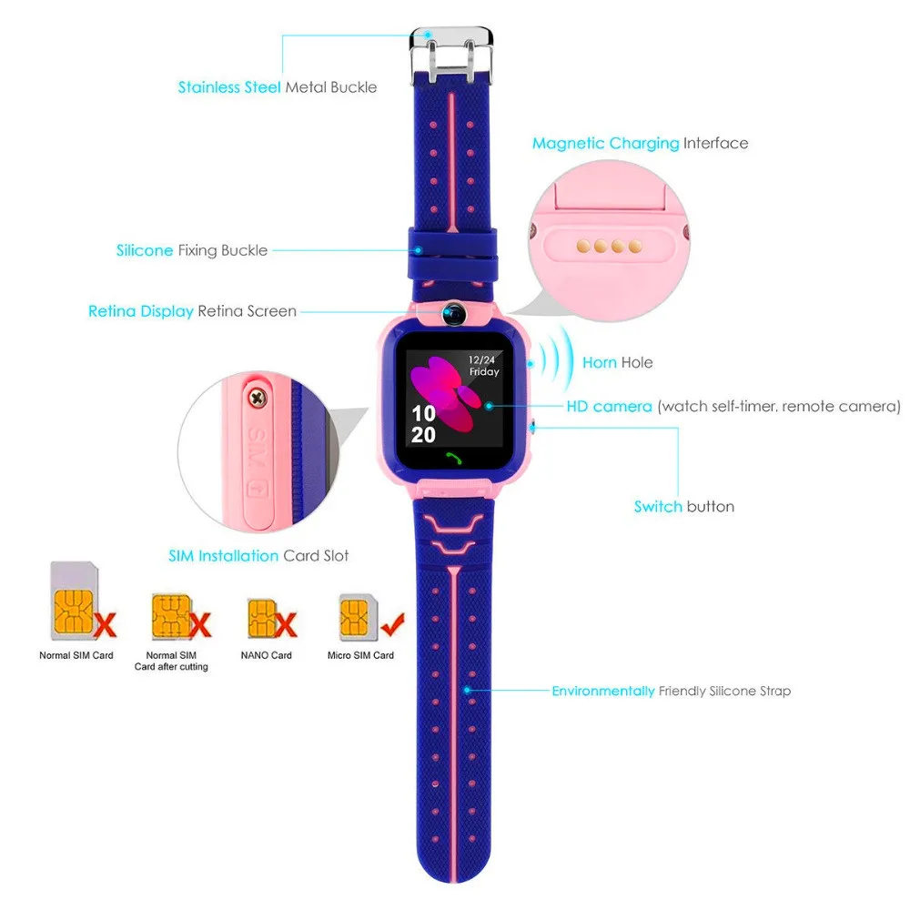 Детские Смарт-часы детские часы с телефоном смарт-часы для девочек и мальчиков