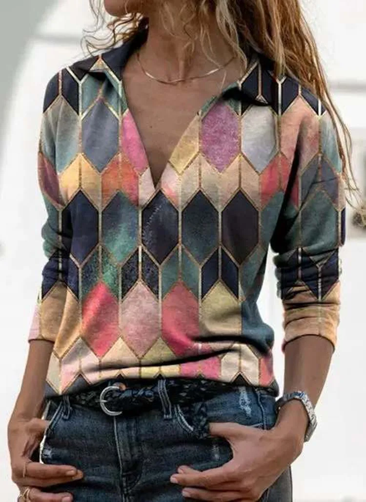 2020 Vintage V Neck Multicolor Printing T-shirt for Women Autumn Long Sleeve Cotton Blend Tops 
2020 Vintage V Neck Multicolor Printing T-shirt for Women Autumn Long Sleeve Cotton Blend Tops