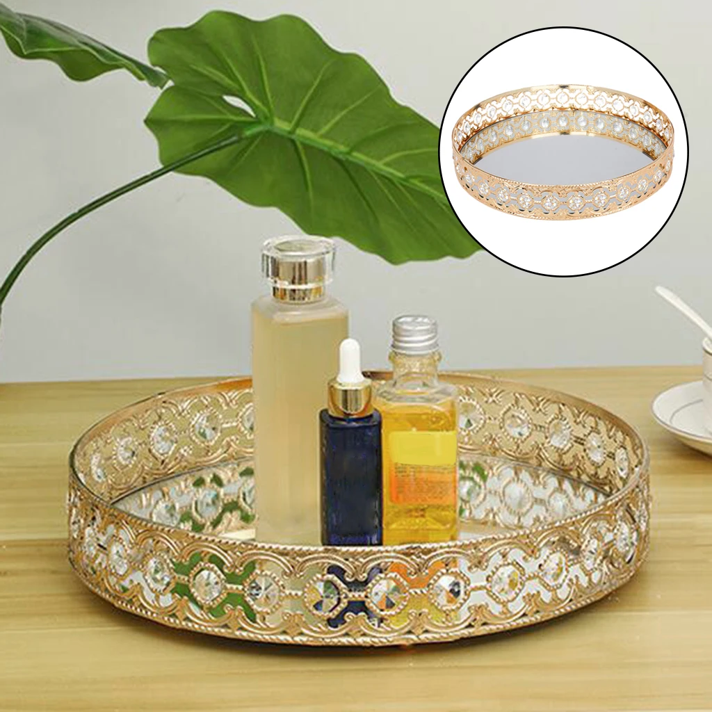 Mirrored Crystal Vanity Tray Decorative Round Jewelry Tray Home Bathroom Bedroom Table Decors for Perfum, Jewelry Makeup
Mirrored Crystal Vanity Tray Decorative Round Jewelry Tray Home Bathroom Bedroom Table Decors for Perfum, Jewelry Makeup