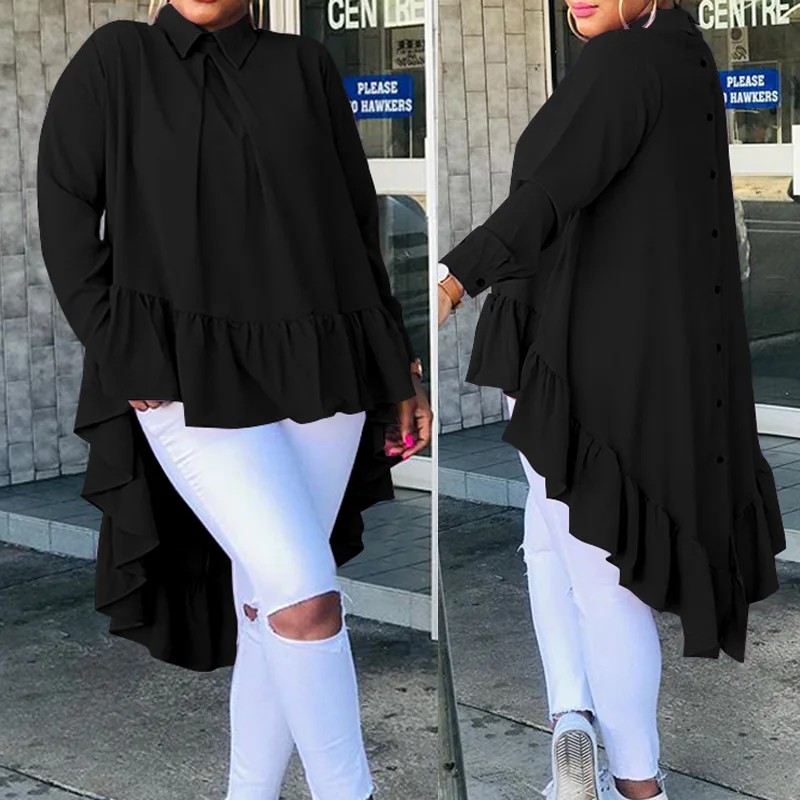 Celmia Women Asymmetrical Tops 2021 Fashion Solid Back Buttons Ruffles Blouses Long Sleeve Lapel Casual Blouse Ladies Blusas 5XL
Celmia Women Asymmetrical Tops 2021 Fashion Solid Back Buttons Ruffles Blouses Long Sleeve Lapel Casual Blouse Ladies Blusas 5XL