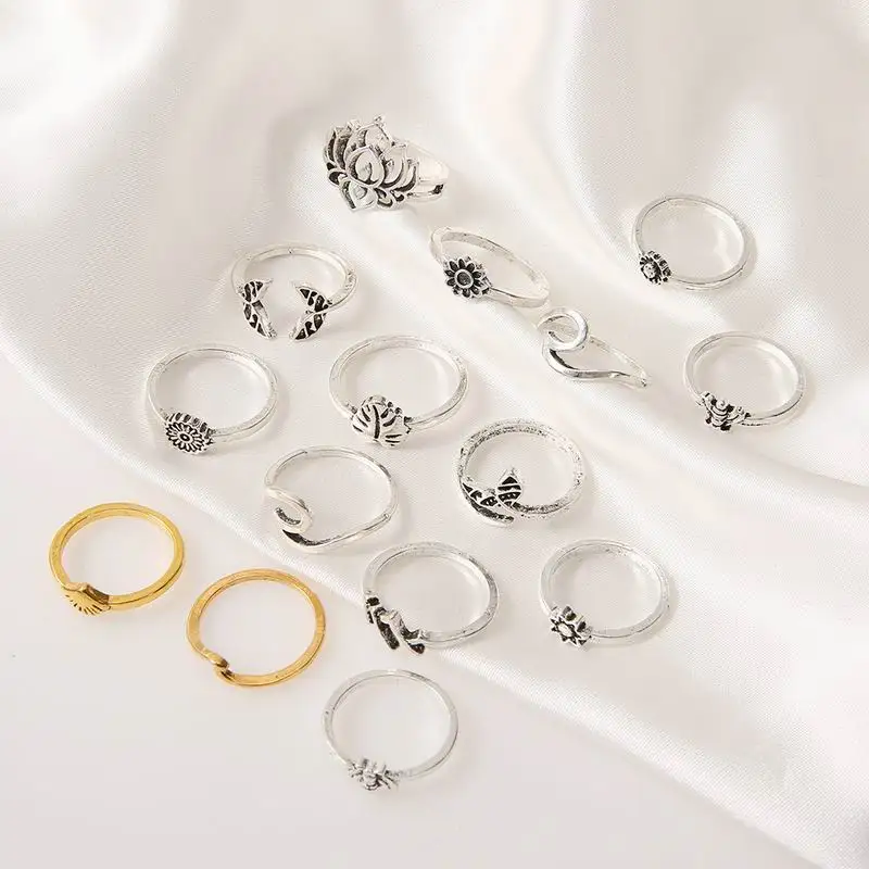 Fashion Vintage Punk Ring Set for Women Geometry Crystal Lotus Whale Tail Charm Retro Knuckles Finger Ring Female Boho Jewelry
Fashion Vintage Punk Ring Set for Women Geometry Crystal Lotus Whale Tail Charm Retro Knuckles Finger Ring Female Boho Jewelry