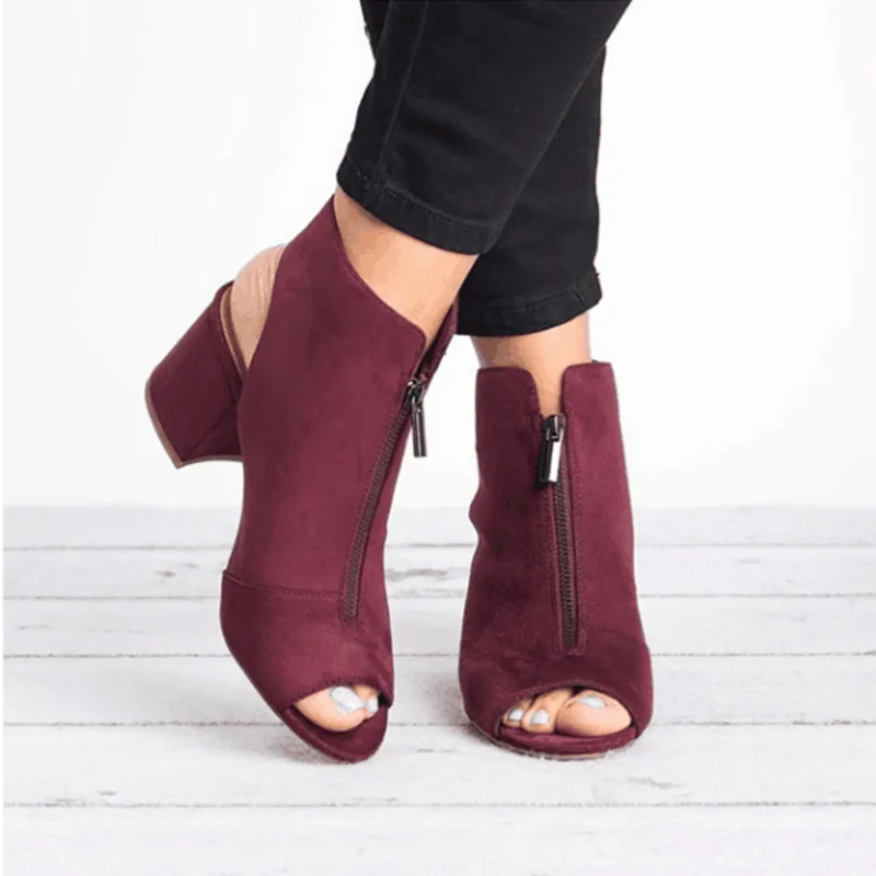 Plus Size Women Sandals Zipper Flock Peep Toe Mad Thick High Heel Casual Solid Summer Female Pumps Ladies Shoes zapatos de mujer
Plus Size Women Sandals Zipper Flock Peep Toe Mad Thick High Heel Casual Solid Summer Female Pumps Ladies Shoes zapatos de mujer