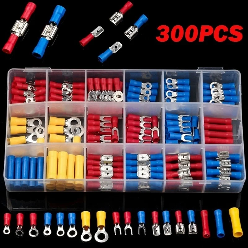 300PCS/Set Insulated Cable Connector Spade Terminals Electrical Wire Assorted Crimp Butt Ring Fork Set Ring Lugs Rolled Plier
300PCS/Set Insulated Cable Connector Spade Terminals Electrical Wire Assorted Crimp Butt Ring Fork Set Ring Lugs Rolled Plier