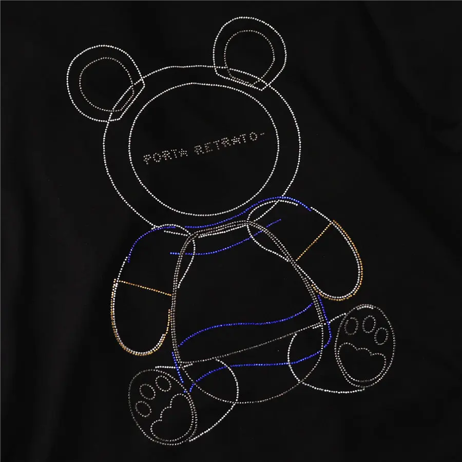 Korean Front and Rear Multi-Color Small Diamond Hairline Rule Painting Round Head Bear Short Sleeve T-shirt Woman Tshirts Tops 
Korean Front and Rear Multi-Color Small Diamond Hairline Rule Painting Round Head Bear Short Sleeve T-shirt Woman Tshirts Tops
