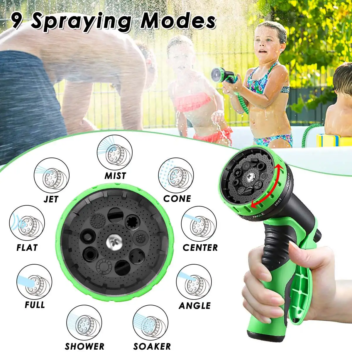 Garden Hose For Watering Expandable 50Ft Flexible Water Hose with 9 Function Spray Nozzle 3750D with 3/4" Solid Brass Fittings
Garden Hose For Watering Expandable 50Ft Flexible Water Hose with 9 Function Spray Nozzle 3750D with 3/4" Solid Brass Fittings