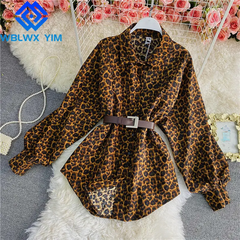Leopard Print Shirts Women Fashion Lapel Long Sleeve Shirt Loose Womens tops and Blouses Plus Size Long Blouse With Belt
Leopard Print Shirts Women Fashion Lapel Long Sleeve Shirt Loose Womens tops and Blouses Plus Size Long Blouse With Belt