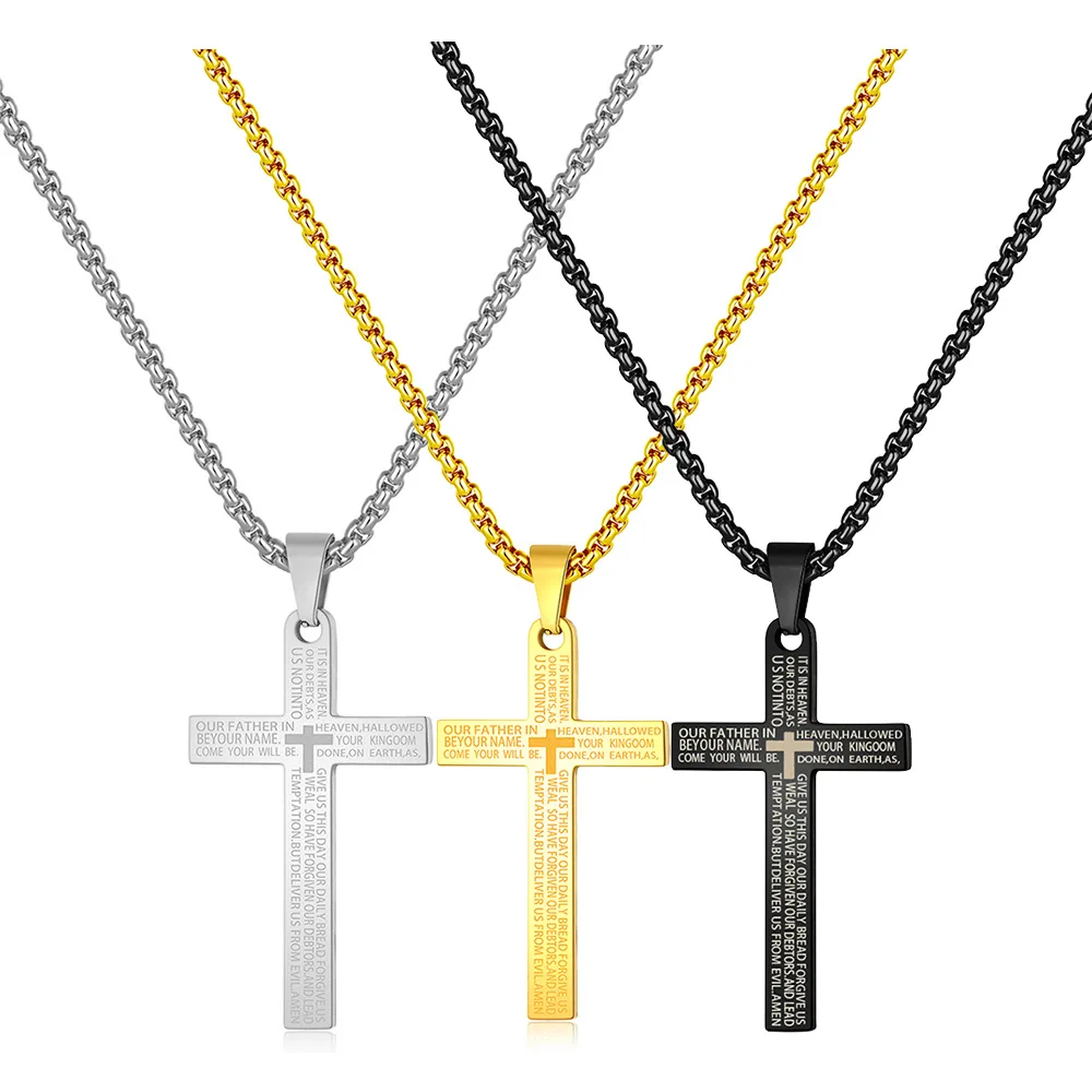 Wish titanium steel three-color cross necklace scripture pendant religious believer stainless steel necklace male
Wish titanium steel three-color cross necklace scripture pendant religious believer stainless steel necklace male