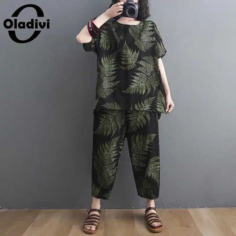 Женские спортивные костюмы Oladivi из хлопка и льна, комплект из двух предметов большого размера: футболка и брюки
Женские спортивные костюмы Oladivi из хлопка и льна, комплект из двух предметов большого размера: футболка и брюки