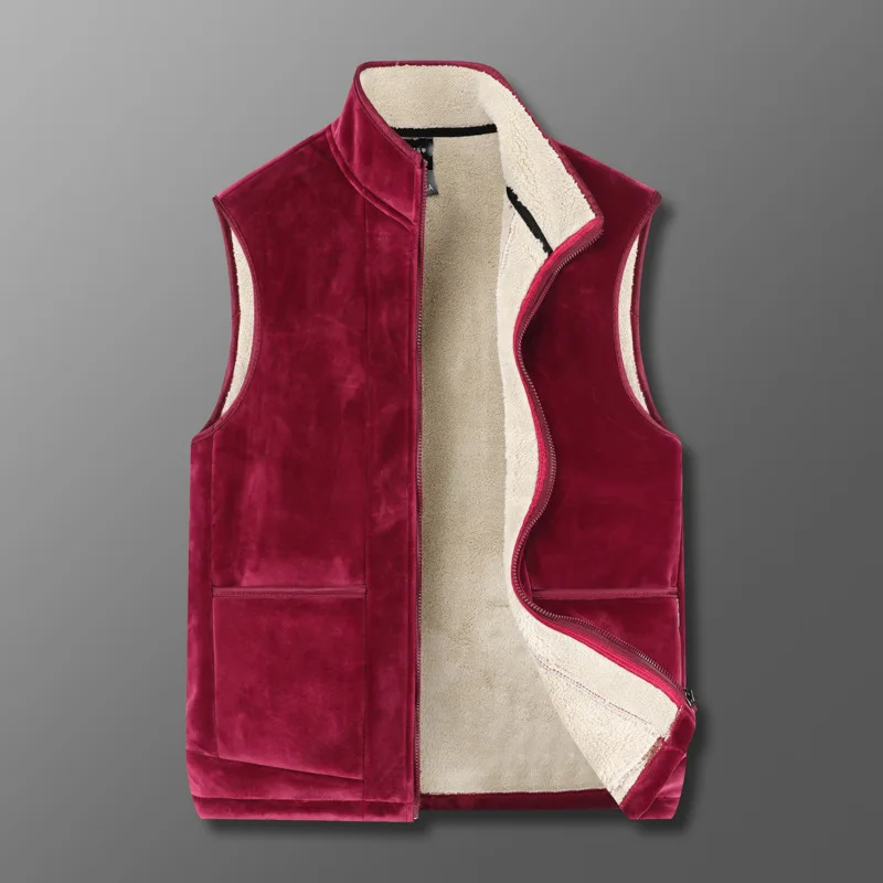 HOO 2021 Men's Autumn and Winter New Stand Collar Double-Sided Velvet Vest Fleece-Lined Casual Warm Lambswool Vest
HOO 2021 Men's Autumn and Winter New Stand Collar Double-Sided Velvet Vest Fleece-Lined Casual Warm Lambswool Vest