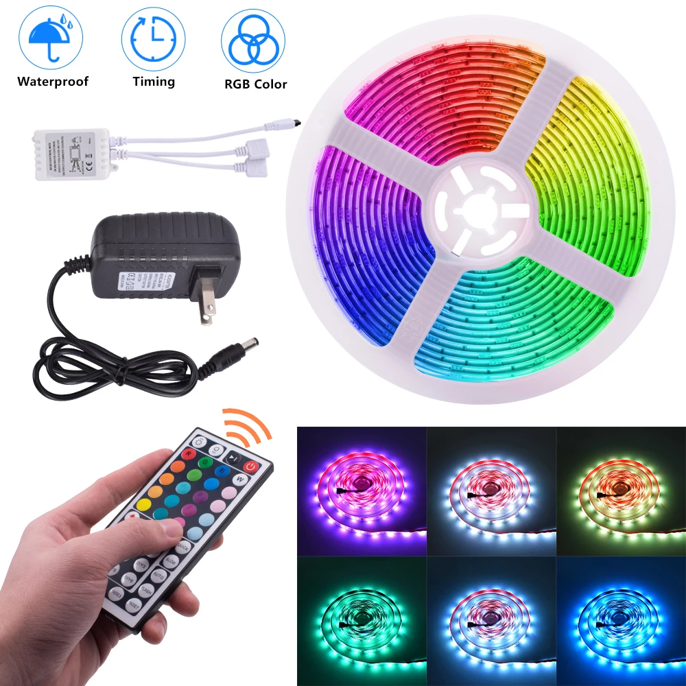 

Light Strip Led RGB 12V-5050 10 Meters 300 Lights (40W) Light Strips with 44 Keys IR Remote Controller[US-W]