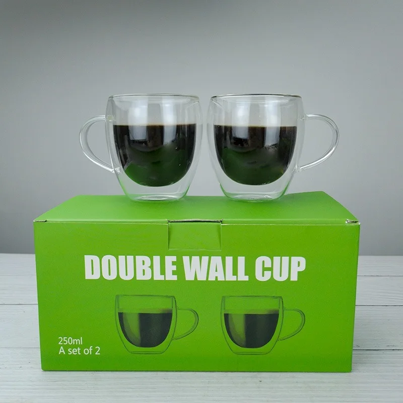 250ml Double Glass Coffee Cup Set Insulated with Glass Teacup Coffee Shop Supplies Household Simple Drinking Utensils
250ml Double Glass Coffee Cup Set Insulated with Glass Teacup Coffee Shop Supplies Household Simple Drinking Utensils