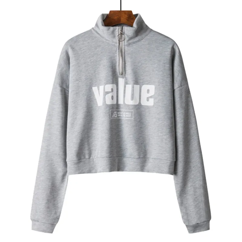 Stand Collar Sweater Women's Pullover Half Zipper Loose Korean New 2021 Autumn Letter Printing Long Sleeve Short Top
Stand Collar Sweater Women's Pullover Half Zipper Loose Korean New 2021 Autumn Letter Printing Long Sleeve Short Top