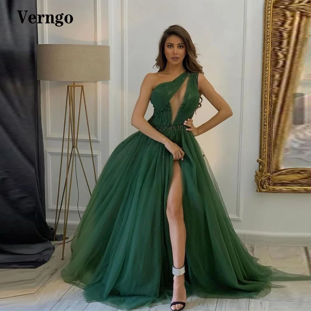 Verngo Old Green Tulle Glitter Prom Dresses One Shoulder Cut-out Front Sexy High Side Slit Evening Gowns Special Occasion Dress
Verngo Old Green Tulle Glitter Prom Dresses One Shoulder Cut-out Front Sexy High Side Slit Evening Gowns Special Occasion Dress