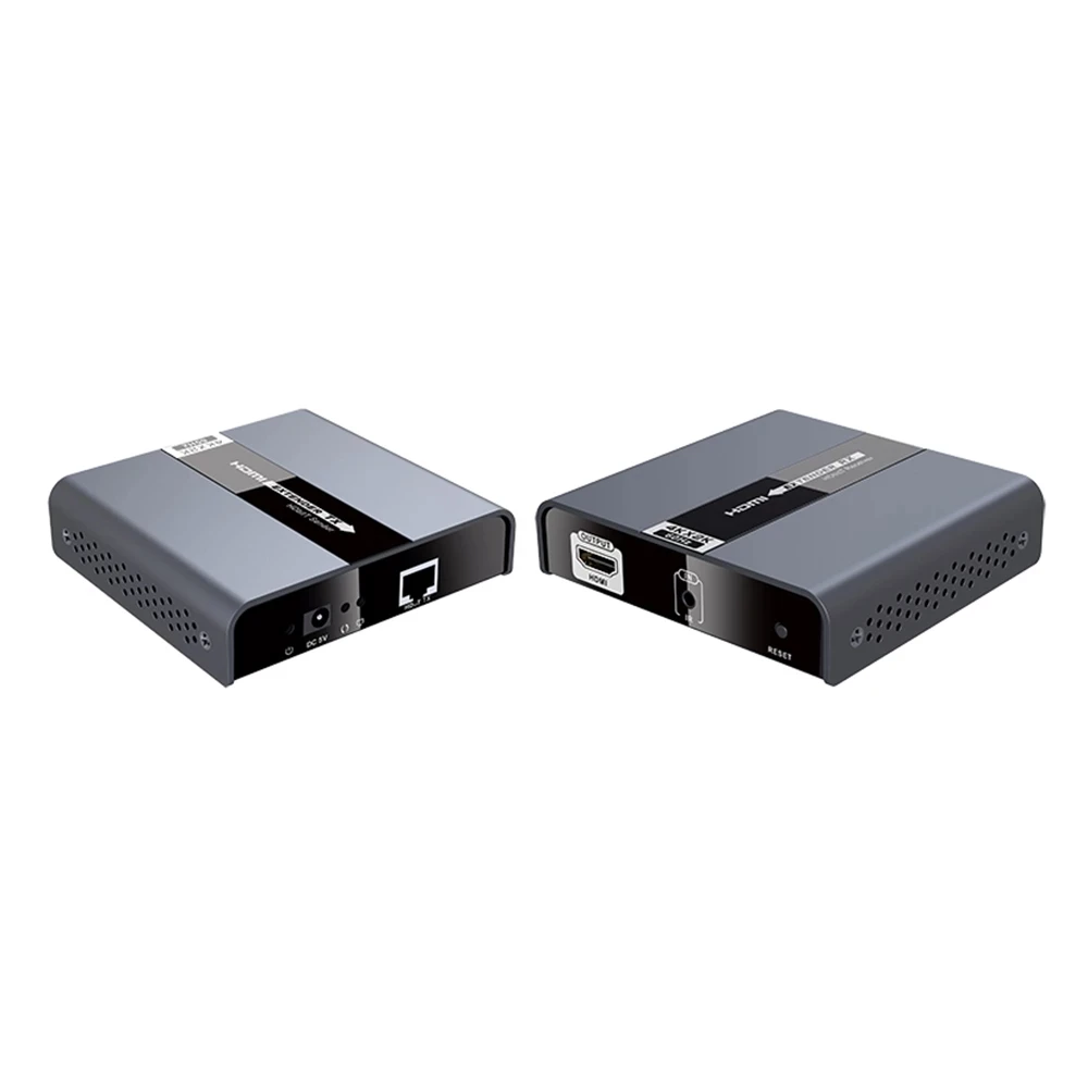 HDMI extender applies advanced HDbitT over IP technology, to transmit HDMI 2.0 signal over a single CAT5/5e/6 cable up to 394ft
HDMI extender applies advanced HDbitT over IP technology, to transmit HDMI 2.0 signal over a single CAT5/5e/6 cable up to 394ft