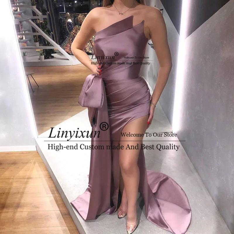 Mermaid Short Long Women Prom Dresses Sleeveless Pleats Satin Formal Party Evening Gowns with Train vestido de noche
Mermaid Short Long Women Prom Dresses Sleeveless Pleats Satin Formal Party Evening Gowns with Train vestido de noche