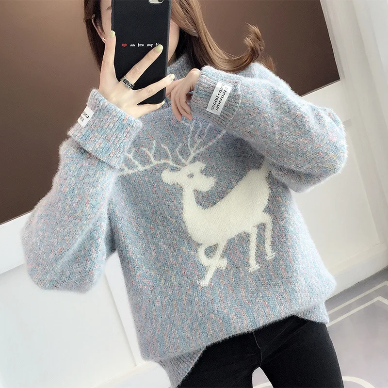 Cartoon Sika Deer Chenille Turtleneck Sweater Women's Autumn and Winter 2021 New Loose Long-sleeved Knitted Pullover
Cartoon Sika Deer Chenille Turtleneck Sweater Women's Autumn and Winter 2021 New Loose Long-sleeved Knitted Pullover