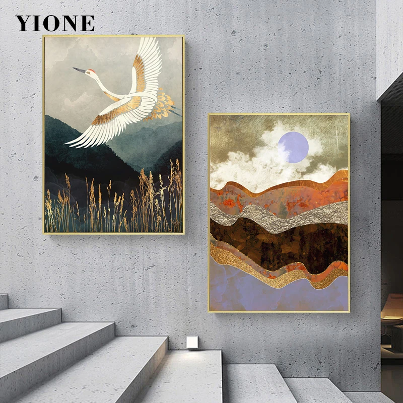 Abstract Nordic Landscape Animal Paintings Crane Mountain Forest Canvas Art Picture Posters and Prints Living Wall Home Decor
Abstract Nordic Landscape Animal Paintings Crane Mountain Forest Canvas Art Picture Posters and Prints Living Wall Home Decor